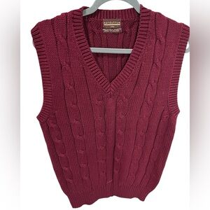 Vintage 80s 90s Nordstrom V Neck Cable Knit Sweater Vest 100% Cotton Size Large